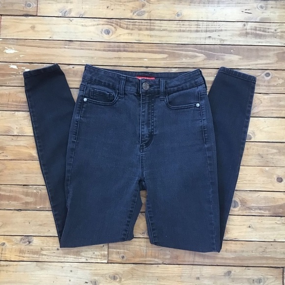 Guess high rise jeans black size 25 high waisted soft lightweight dark Academia - Picture 2 of 14